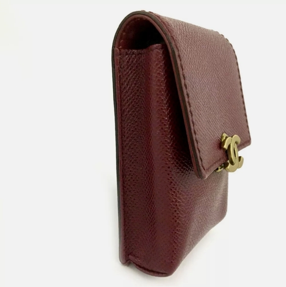 CHANEL CC LOGO BORDEAUX CAVIAR SKIN CIGARETTE TOBACCO CASE/F0283 - Picture 2 of 8